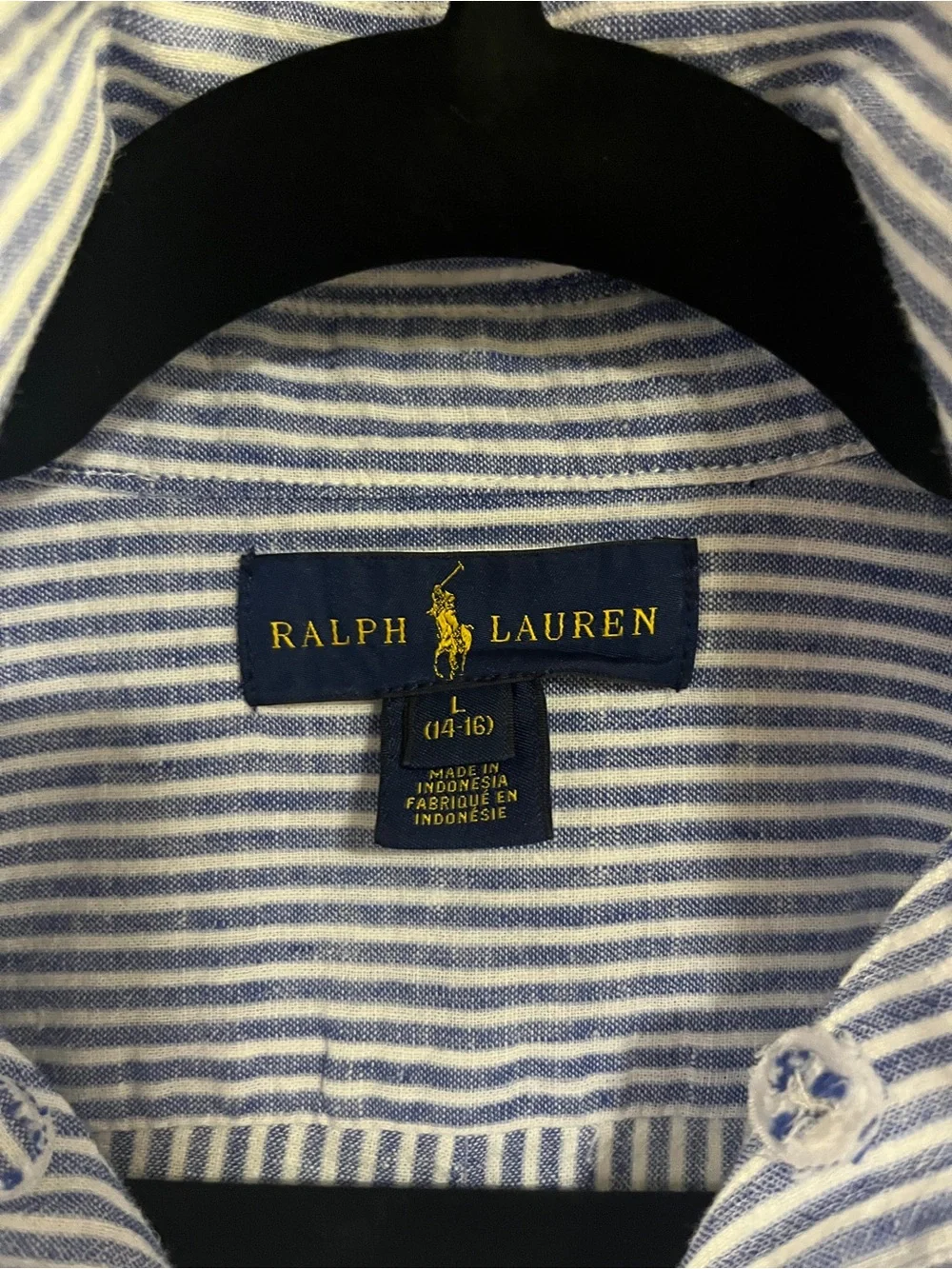 Ralph Lauren Blue & White Striped Short-Sleeve Button-Down Shirt